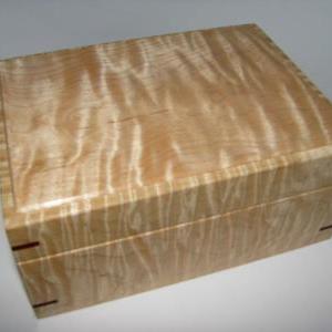 Small Jewelry Box In Tiger Maple. Upholstered In..