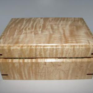 Small Jewelry Box In Tiger Maple. Upholstered In..