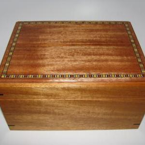 Handmade Mahogany Memory Box With Inlaid Border...