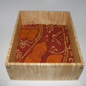 Elegant Wooden Tray In Tiger Maple With Kimono..