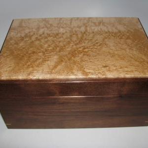 Fully Upholstered Box. Walnut And Birdseye Maple..