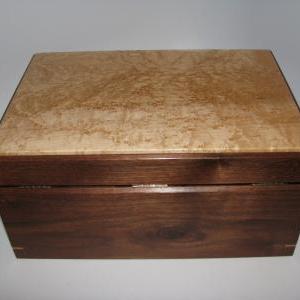 Fully Upholstered Box. Walnut And Birdseye Maple..