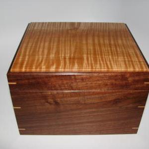 Earth-toned Handmade Wooden Box. Keepsake Box With..