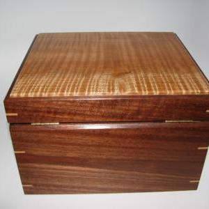 Earth-toned Handmade Wooden Box. Keepsake Box With..