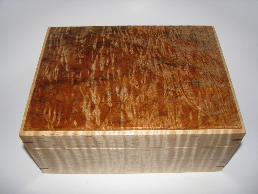 Visually Engaging Spalted And Figured Maple Keepsake Box. 10.5" X 8" X 4.5"