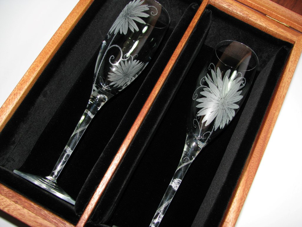 Wedding Toasting Glass Box. Custom Upholstered Box For Champagne Flutes. 12" X 9.25" X 4.5"