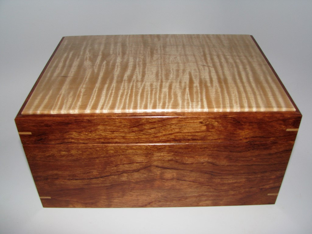 Heirloom Handcrafted Box. Tiger Maple And Figured Bubinga. 10.5" X 8" X 4.5"